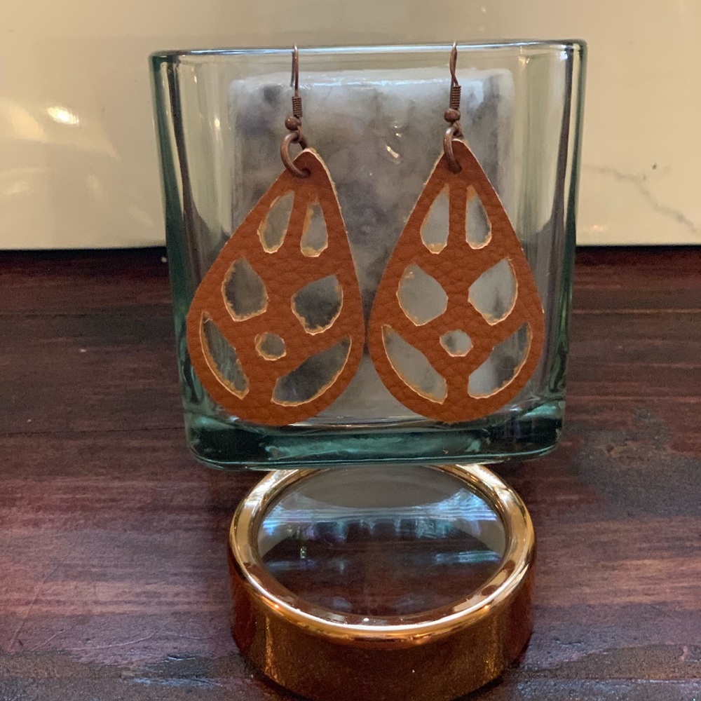 Faux leather design earrings